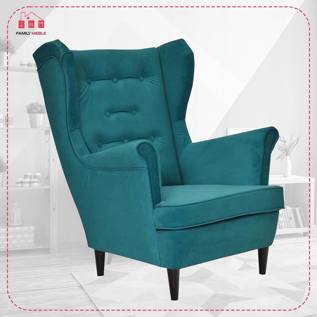 Diana Scandinavian Family Furniture Wing Chair Turquoise Dark Blue