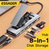 Essager 8-In-1 Usb Hub With Disk Storage Function Usb Type-C To Hdmi-Compatible Laptop Dock Station For Macbook Pro Air M1 M2