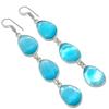 Natural Blue Chalcedony Gemstone 925 Sterling Silver Jewelry Earring 3.39" o8S95