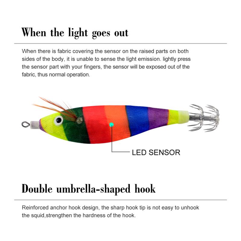 Рыболовная приманка для деревянных креветок с батареей, 7 шт., 10 см, крючок для кальмара, наживка для осьминога, джиги для кальмаров, приманки для каракатиц, искусственный воблер, жесткая приманка