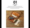 Men's Vegetable-Tanned Leather Multi-Functional Key & Card Holder with Zipper
