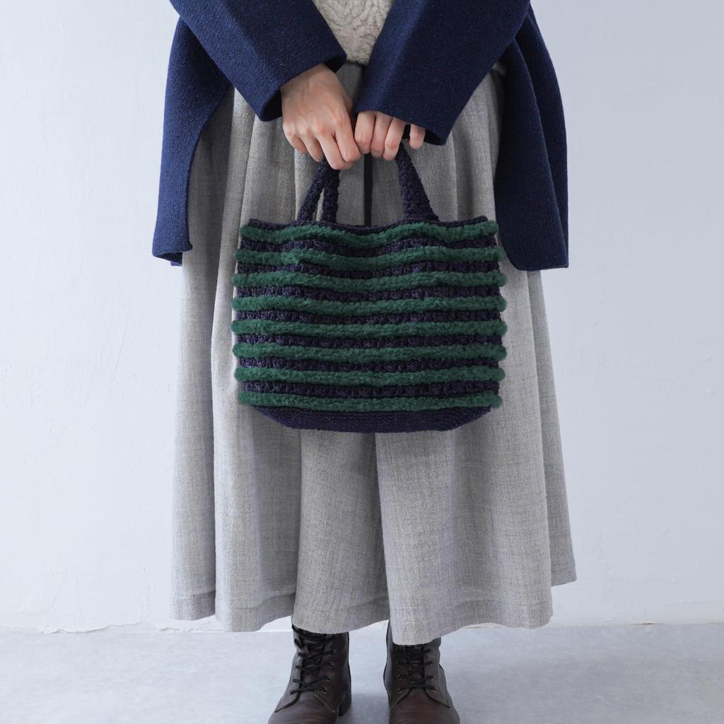 Набор для вязания из необработанной шерсти Сумка с меховой отделкой #17-6 (военно-морской флот)