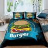 Hamburger Duvet Cover Meat Cheese Fast Food Theme Cartoon Hamburg Pattern Quilt Cover Bedroom Decoration for Children Boys Girls