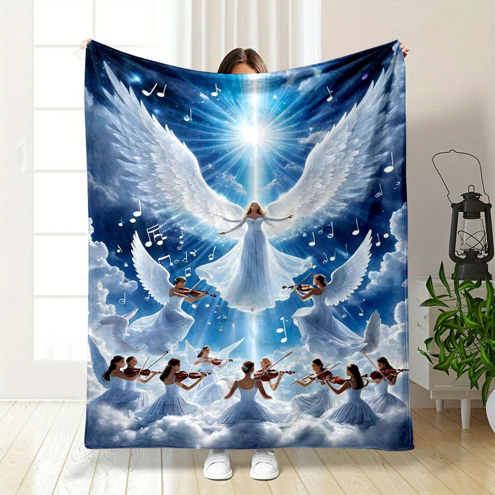 Angelic Violin Choir Blanket Printed Blanket for Living Room Bed Couch lunch break Soft Cozy Blanket for Friend's festival Gift