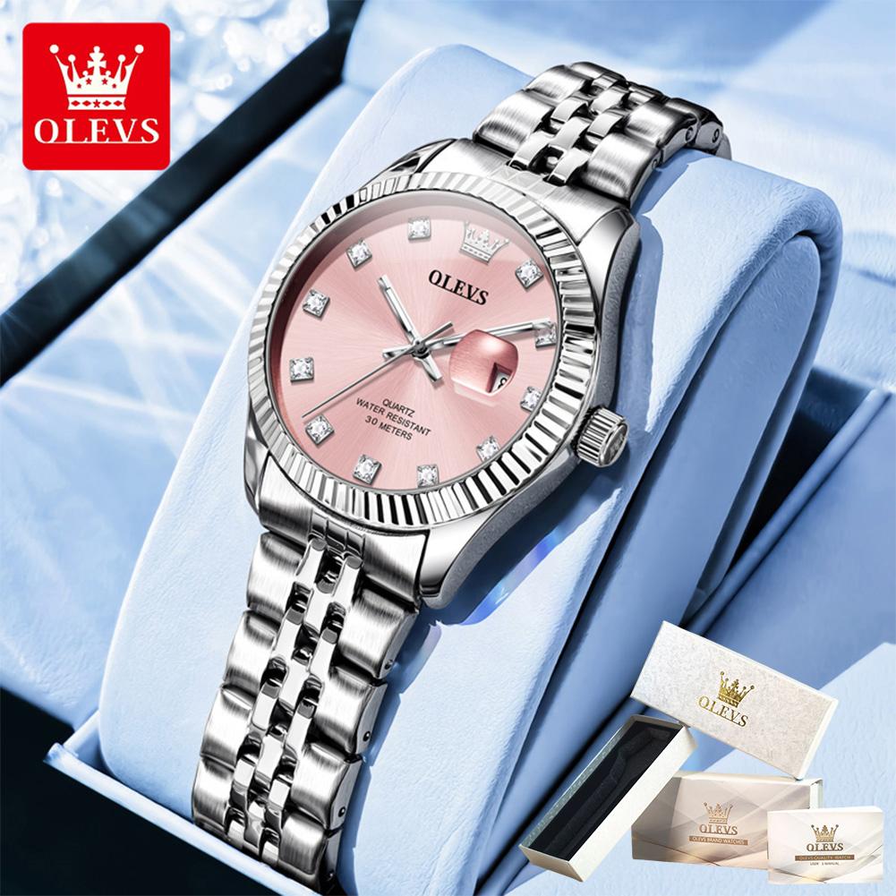 OLEVS Couple Watches Classic Fashion Stainless Steel Original Quartz Wristwatch Waterproof Luminous Man and Woman Watch New