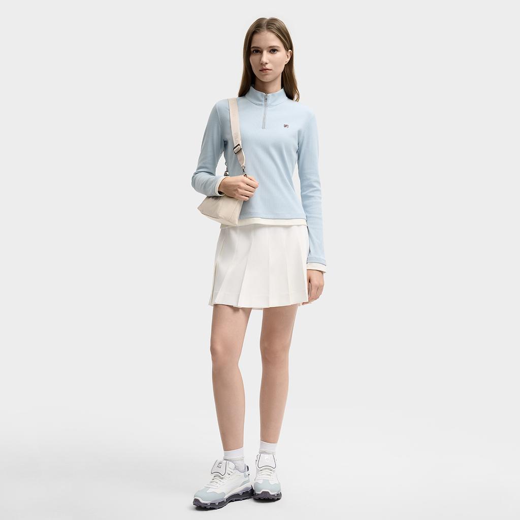 Fila Наследие Простой Повседневный Приятный к коже Мягкий Эластичный Трикотаж с длинным рукавом Женские топы F11W548204FLB