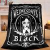 1PC Wednes-day Gothic  Flannel Blanket Gift, Suitable for Both Men And Women, Soft Ideal for Beds And Sofa, Birthday Or Christmas Gift