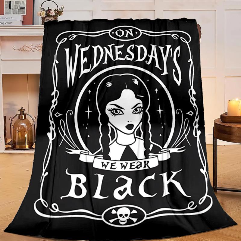 1PC Wednes-day Gothic Flannel Blanket Gift, Suitable for Both Men And Women, Soft Ideal for Beds And Sofa, Birthday Or Christmas Gift