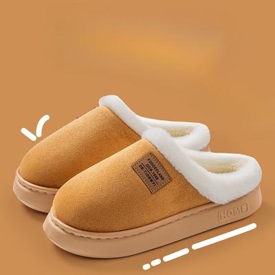 Плюшевые туфли на толстой подошве, женские теплые и пушистые легкие хлопковые тапочки для дома