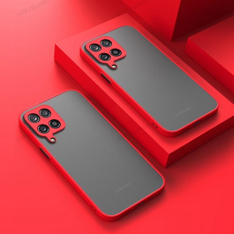 Матовый жесткий чехол для телефона Samsung Galaxy M12 M22 M32 M52 A12 A22 4G 5G SM-A125F A125M A125M Броня ТПУ Жесткий ПК Защитная крышка для объектива камеры