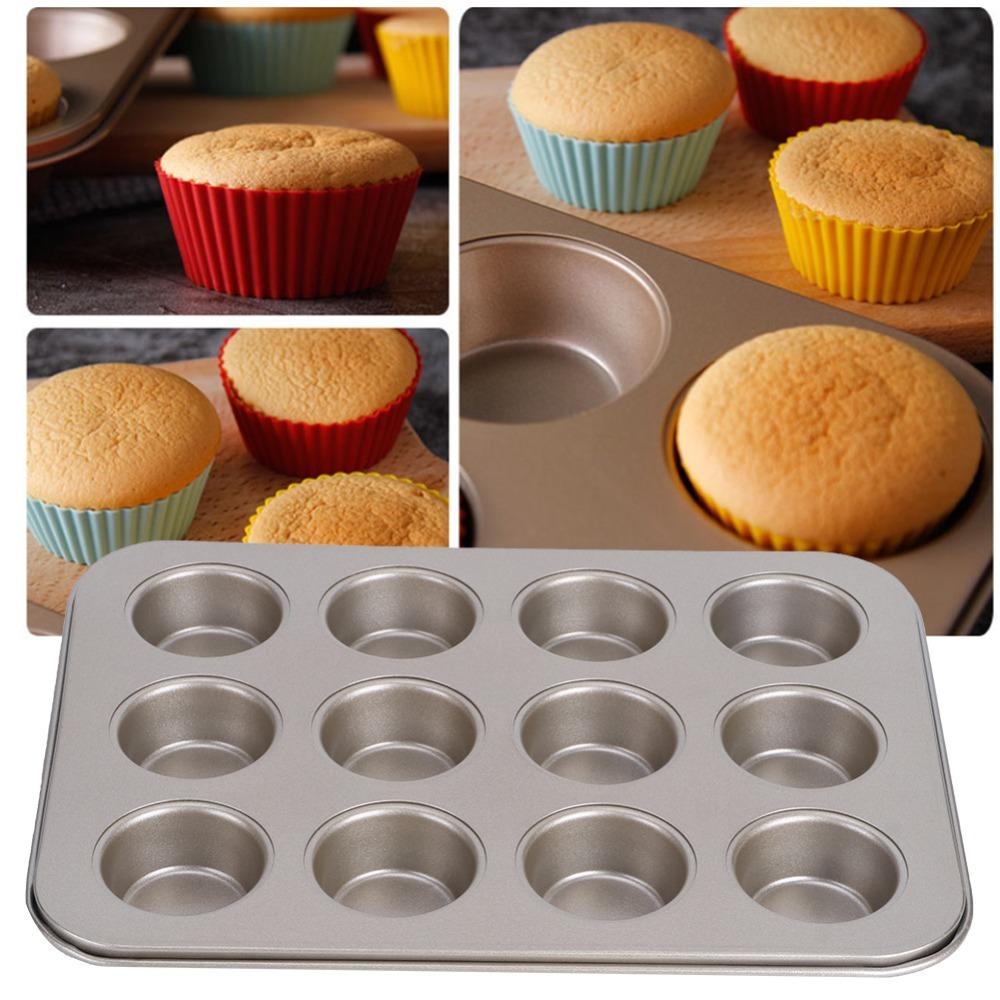 Carbon Steel Cupcake Tin 12-Cup Design Baking Pan Tartlets Mini Muffin Pan Cupcakes Making