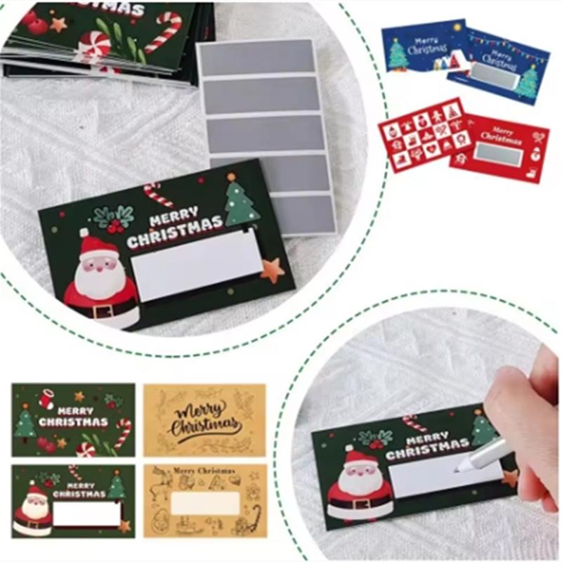 Набор рождественских скретч-карт, подарочные сертификаты DIY, призы для веселой праздничной вечеринки