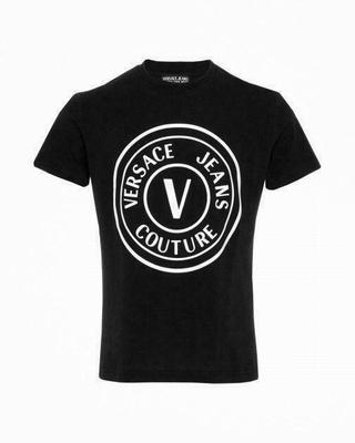 ЧЕРНАЯ ФУТБОЛКА С ПРИНТОМ ЛОГОТИПА VERSACE JEANS COUTURE. Футболка Unisex