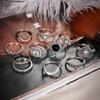 Vintage Women Crystal Finger Knuckle Rings Set For Girls Moon Lotus Charm Bohemian Ring Fashion Jewelry Gift