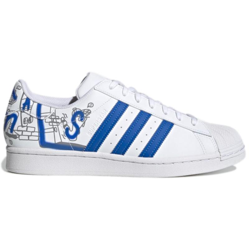 adidas Оригинальные Superstar Уютные Износостойкие Повседневные Кеды для Скейтбординга Бело-Синие Унисекс 'White Blue' Кроссовки GW5784