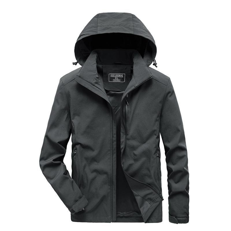Весна и осень Новая мужская куртка большого размера Модная повседневная свободная мужская куртка с капюшоном большого размера