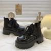 Ретро черные ботинки Мартин женские осенние новые ботинки на платформе женские ботинки толстый каблук маленькая яркая кожа короткие ботинки