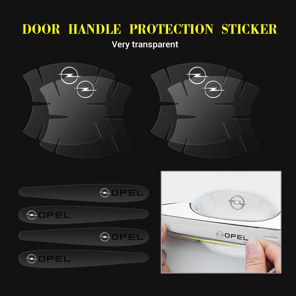 8Pcs For Opel OPC Astra Vivaro Corsa Zafira Insignia Vectra Car Door Handle Bowl Transparent Anti-Scratch Protector Film Sticker Kt2