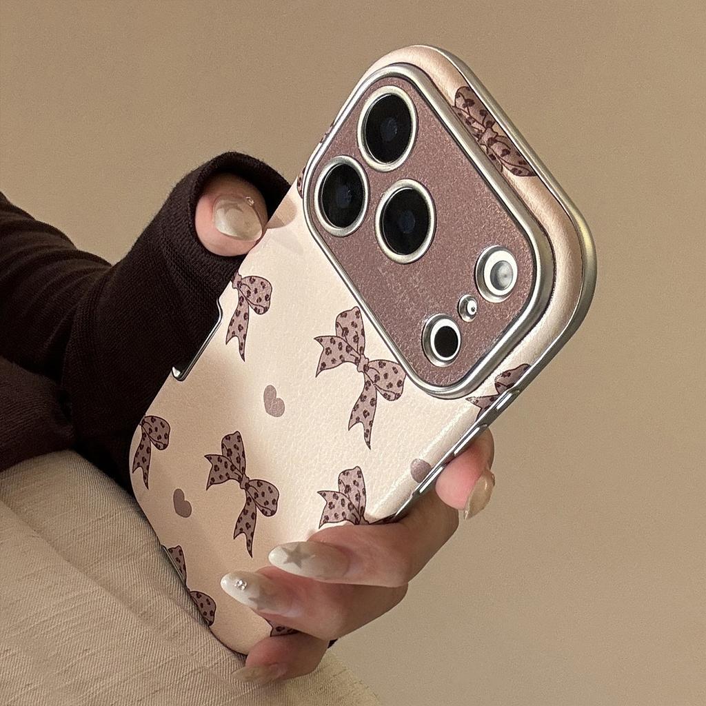 Леопардовый бант для iPhone17 для Apple 16promax Чехол для телефона 15Для13 Милый Крутой Ретро 14 Кожаный чехол