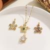 Popular Zircon-inlaid Marine Animal Series Turtle Pendant Necklace for Women, Stylish and Elegant Style, Stainless Steel Chain