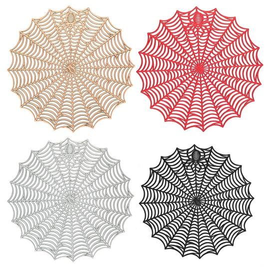 Коврик для стола на Хэллоуин Креативный пластиковый коврик для паутины Водонепроницаемый маслостойкий теплоизоляционный коврик для чаши Многоразовый коврик против ожогов Кухонные принадлежности