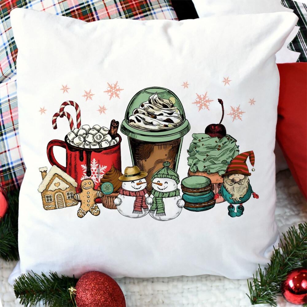 Чехол для подушки с рождественским узором для дивана, чехол для подушки с рождественским принтом, декор для комнаты для рождественской вечеринки