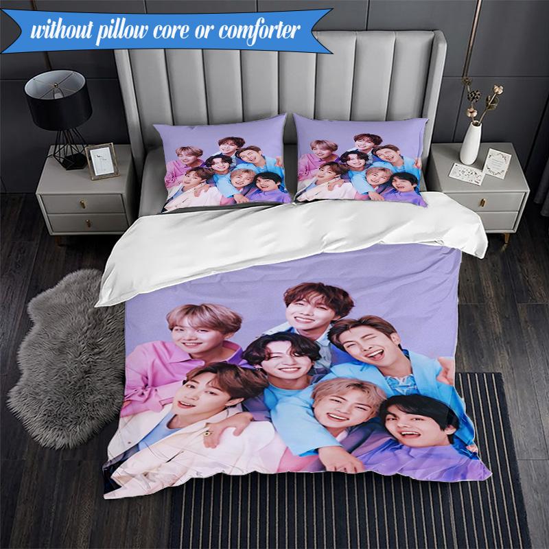 K-pop music group 3pcs K-pop music group Bedding set,Ideal for Bedroom, Dormitory,Including Duvet Cover And 2pcs Pillowcases,Fan gifts