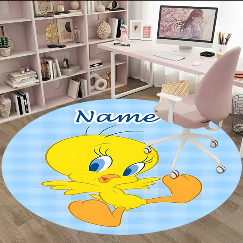 Customizable T-Tweety1 Round Non-Slip Carpet - Ideal for Garden, Picnic, Office, Perfect for Decoration, Suitable For All Seasons