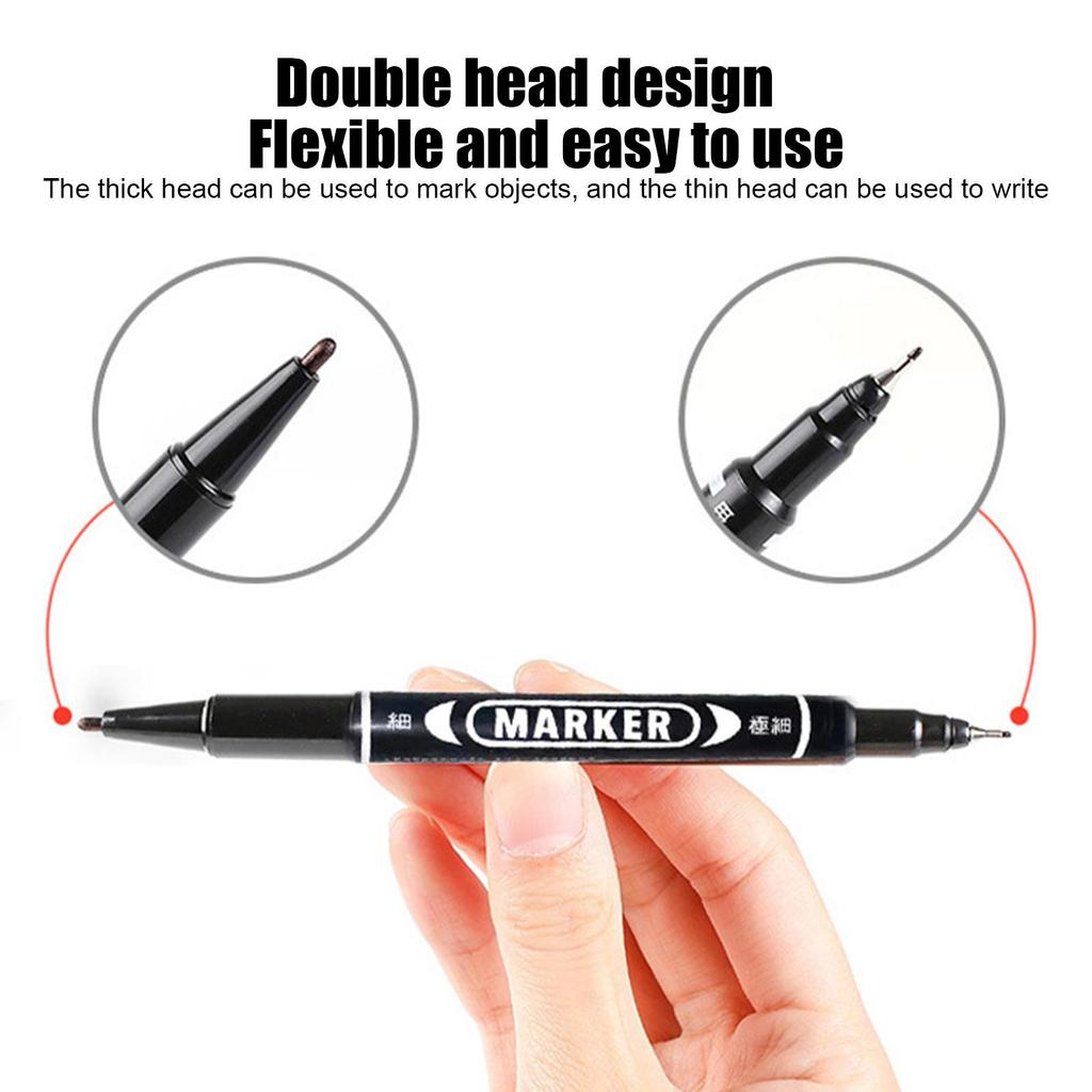 Black Marker Pen Dual Thick And Thin Nib Waterproof Pen Sketchbook Painting Ma Paint C2x7 Suppl V2H5