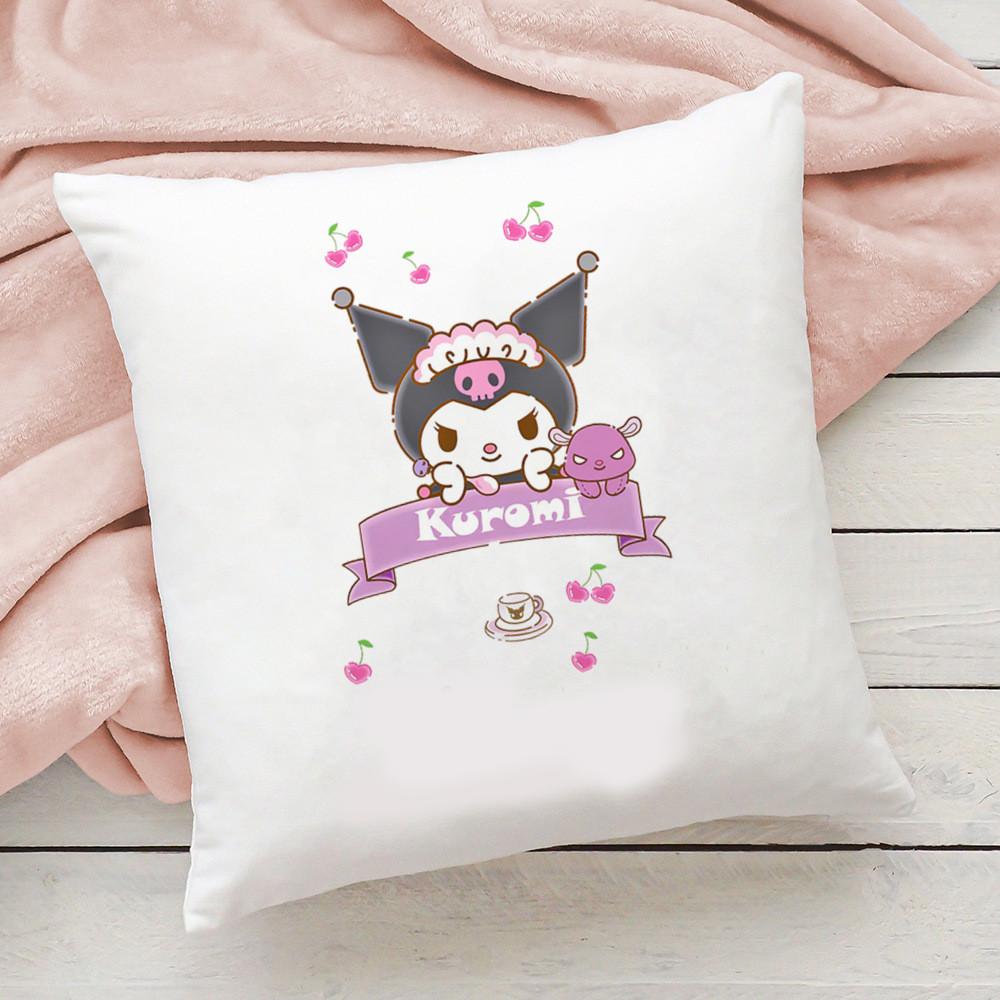 2026 New Cute Sanrio Cartoon Kuromi Doublesided Printed Square Bedroom Childrens Cushion Cover Sofa Waist Cushion Cover