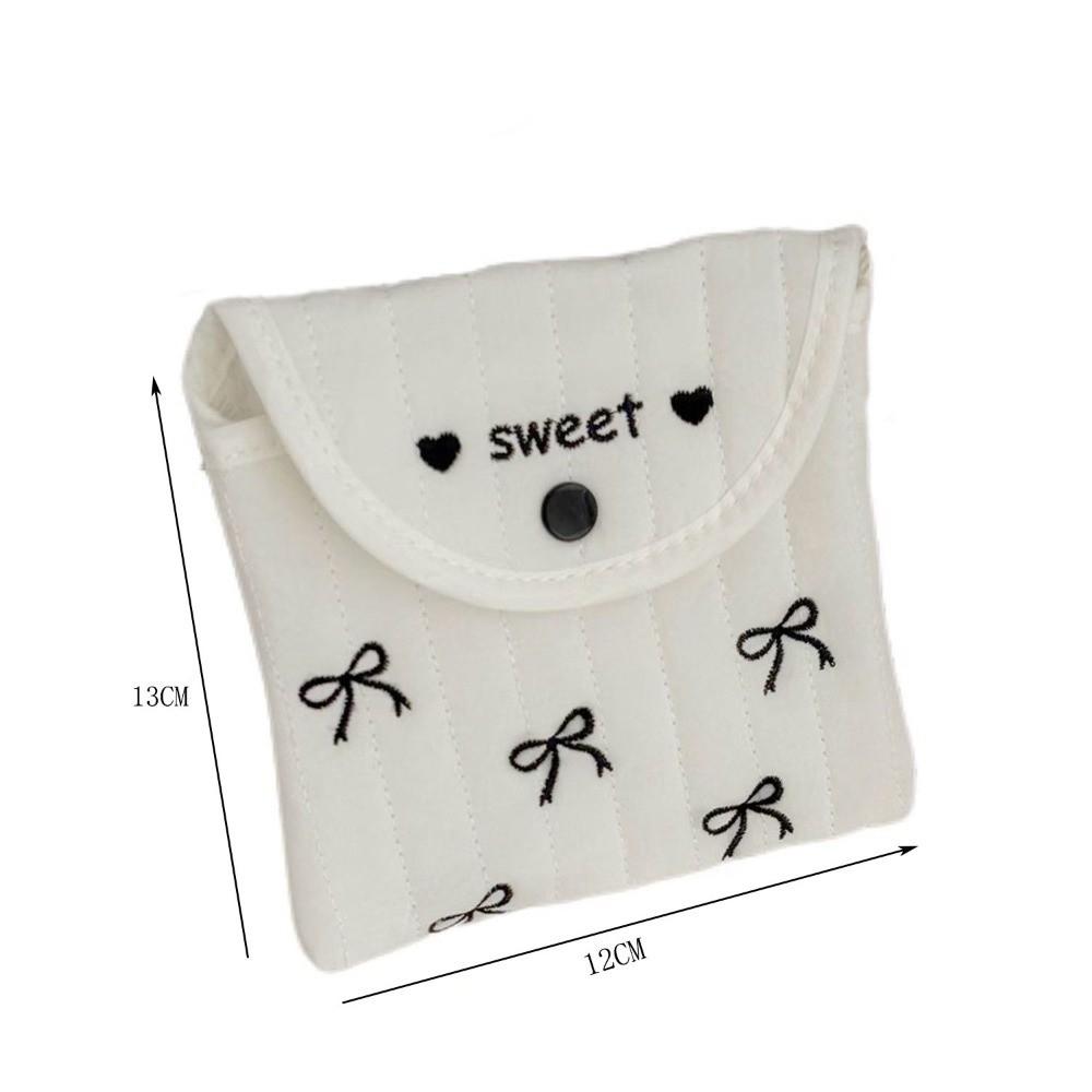 Mini Sanitary Pad Pouch Sweet Bowknot Embroidery Cosmetic Bag Portable Bowknot Storage Bag  Women