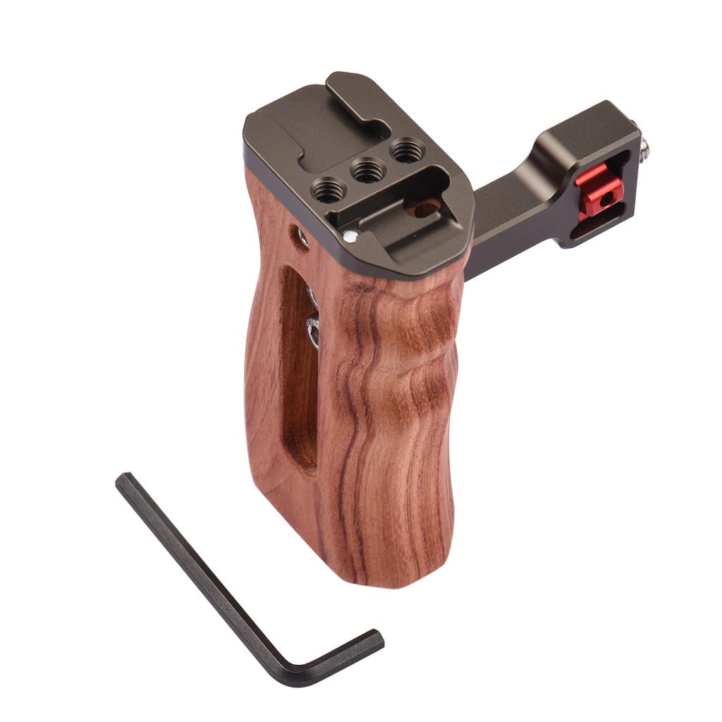 Adjustable Wooden Camera Cage Handle Left/Right Side Hand Grip 3/8 Inch Screw ARRI-Style Mount with