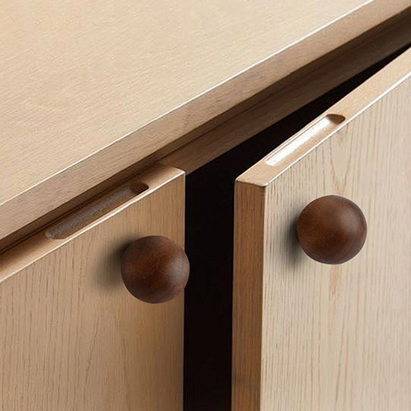 Wooden Door Handles Ball Knob Drawer Pulls Natural Beech Furniture Handles For Cabinets And Drawers Knobs Wardrobe Pulls