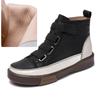 Women Suitable for Spring, Autumn and Winter Shoes Flat Genuine Leather Color Matching Front Tie Ladies Single Boots Trend Girl Student Shoes