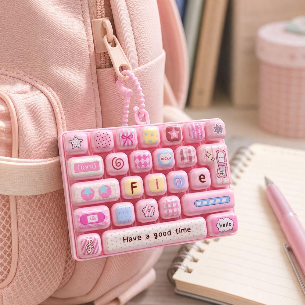 26-key Keyboard Keychain Pressable Keys Press Button Toy Durable Keyboard Fidget Toy Bag Ornament