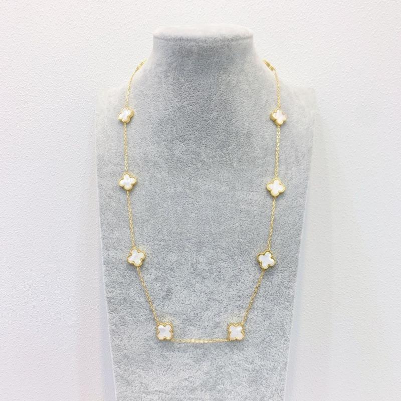 Титановая сталь, золото, 10 цветов клевера, двустороннее ожерелье для женщин, цепочка на ключицу, свитер, цепочка, ювелирные изделия