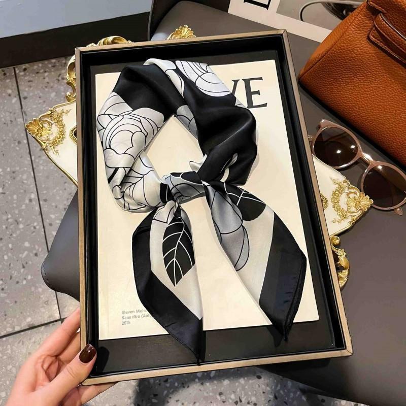 70cm Square Silk-Like Scarf Women Lightweight Fashion Accessory Office Chic Neck Wrap Stylish Print Design