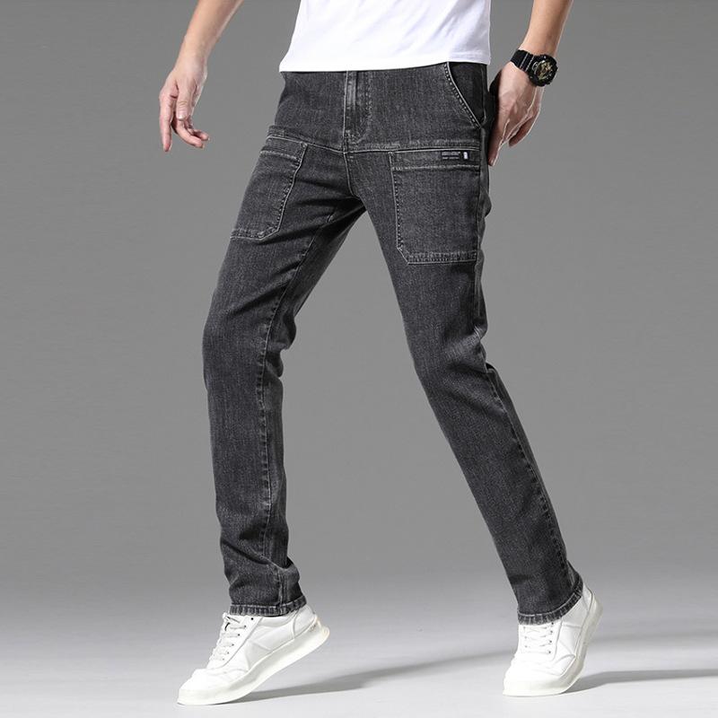 Stretch Men's Jeans Summer New Youth Popular Small Straight Trousers Men's Multi-pocket Casual Trousers