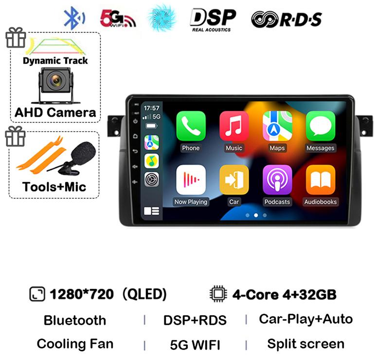 Android 14 автомобильное радио для BMW E46 M3 1998-2006 мультимедийный видеоплеер 2Din 4G WIFI GPS навигация Carplay головное устройство 360 камера