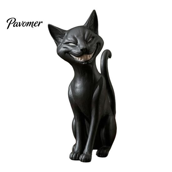 Жутко Милая Статуэтка Кота 3D Печатная Ухмыляющаяся Черная Статуэтка, Сидящая Фигурка, Скульптура в Стиле Dark Animal Collectibles, Декоративная Фигурка на Хэллоуин для