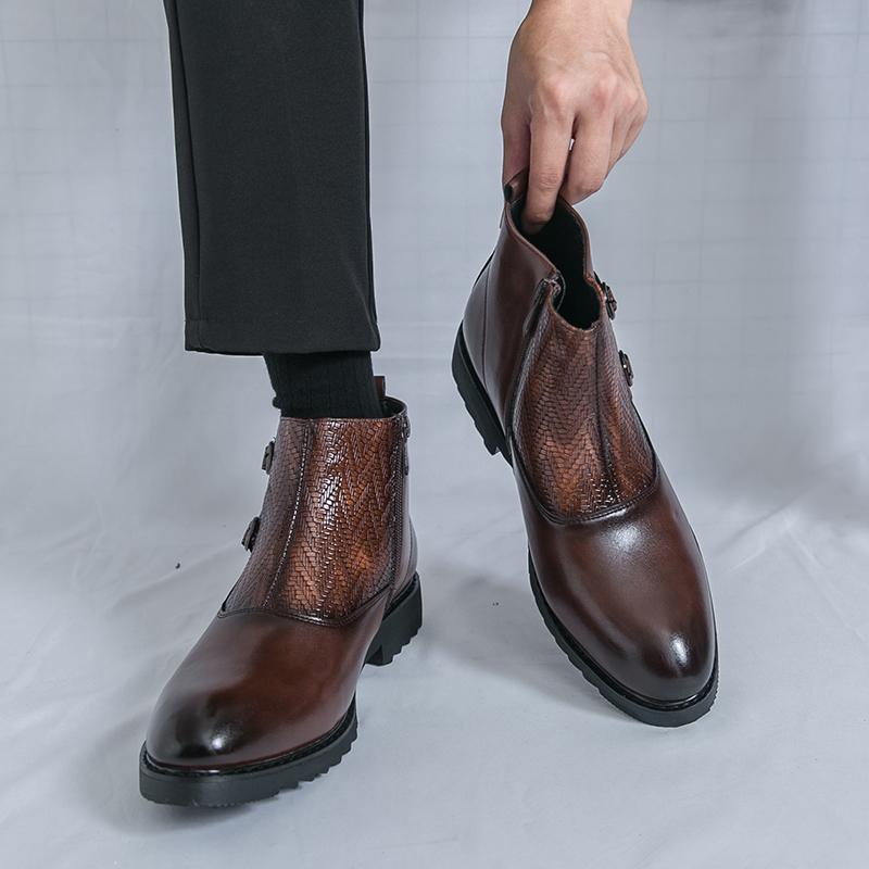 Мужские высокие ботинки Платье Формальные Ретро Коричневые Ботильоны Черные Туфли для Смокинга Свадебные Большой Размер