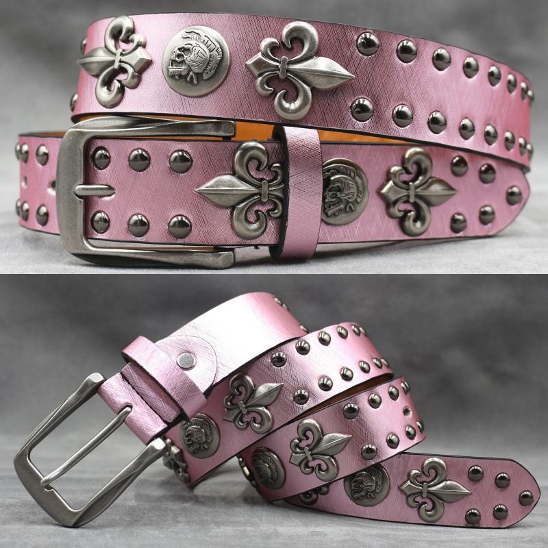 Punk Belt Men Women Rivet Decor PU Leather Waistband Casual Versatile