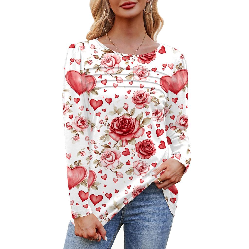 Женский свободный повседневный топ с круглым вырезом и длинными рукавами, модный топ