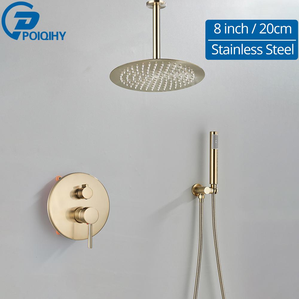 Смеситель для душа из матового золота, встроенный в 2 направления, смесители для душа, настенный смеситель для душа с дождевой головкой из нержавеющей стали