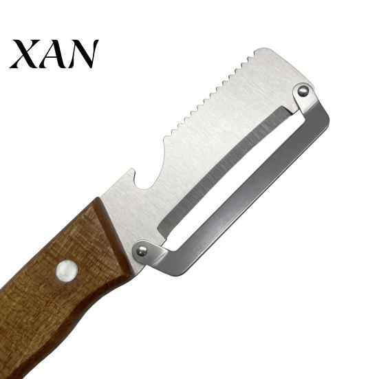 Manual Onion Cutter Alternative Vegetable Peeler with Wood Handle Stainless Steel Bottle Opener Fruit Potato Anti-slip for Ginger Herbs Ergonomic