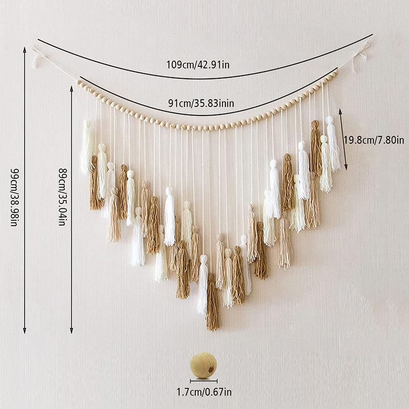 Богемный декоративный плетеный деревянный гобелен с кисточками из бисера, украшение для дома в стиле Ins, хлопковая веревка, плетеное настенное украшение