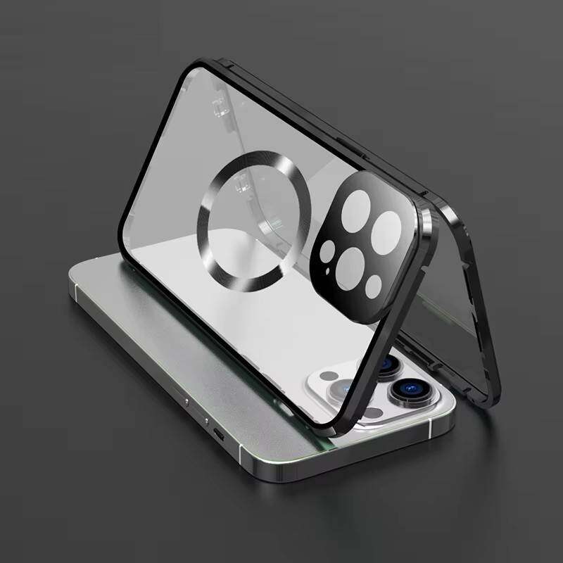 Case for iPhone 13 Pro Max/ 13Pro,with Double Sided Magnetic Tempered Glass cases,Magsafe Wireless Charging Magnetic Adsorption Metal Bumper cover