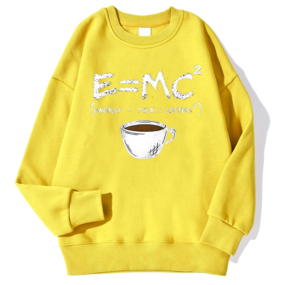 Energy=Milk+Coffee Printed Women Pullover Casual Comfortable Warm Hoodies Street Fashion Sweatshirts Autumn Fleece Sportswears