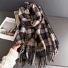 Korean Style Plaid Women's Winter Scarf Imitation Cashmere Warm Shawls Wraps Thicked Pashmina Female Blanket Scarves