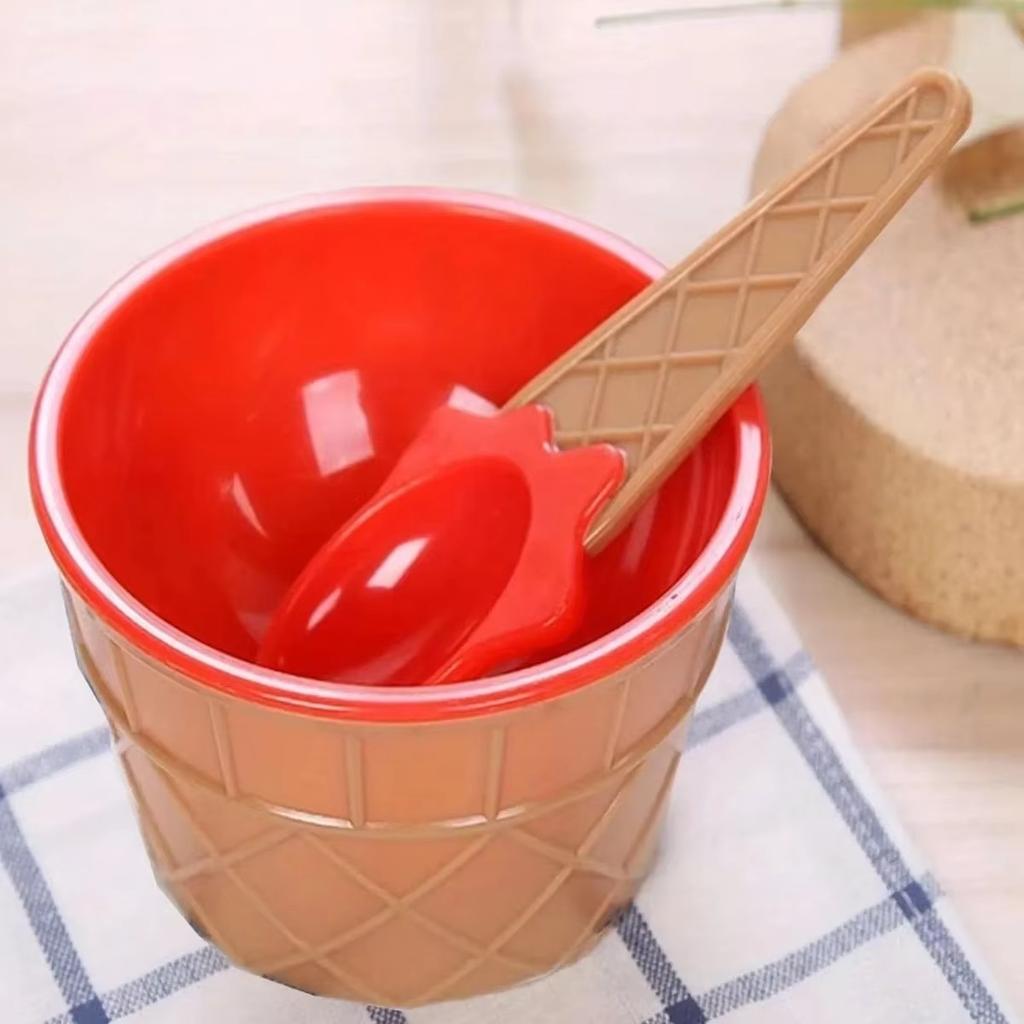 7 шт. Яркие цветные миски для мороженого с ложками, набор десертных креманок для дня рождения, праздника, вечеринки, сувенир для мороженого, подарок, декор